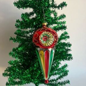 •Vintage Reflector Finial Glass Ornament West Germany•
